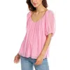 Rebecca Taylor Womens Sheer Bishop Pullover Top In Pink