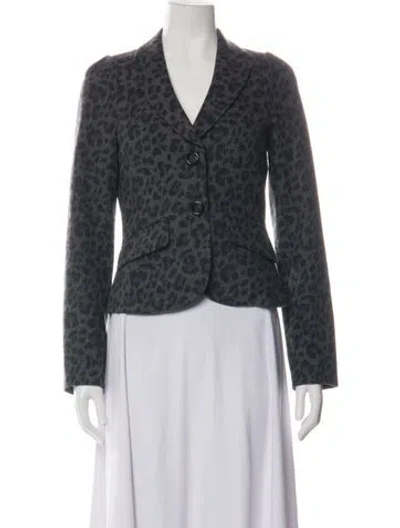 Pre-owned Rebecca Taylor Wool Animal Print Blazer In Black