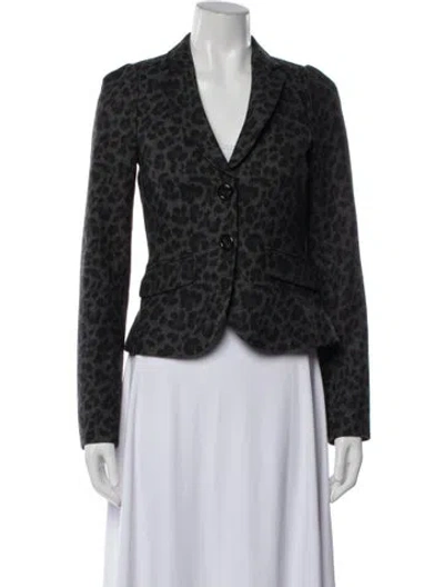 Pre-owned Rebecca Taylor Wool Animal Print Blazer In Black