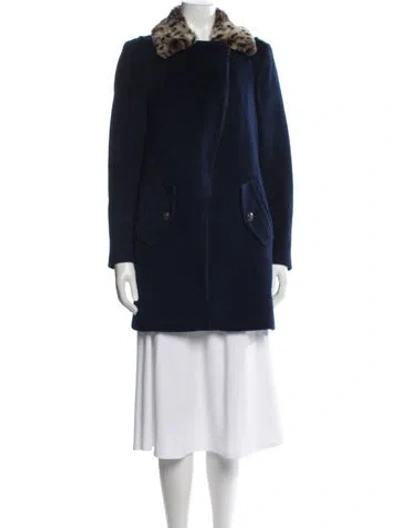 Pre-owned Rebecca Taylor Wool Animal Print Coat In Blue