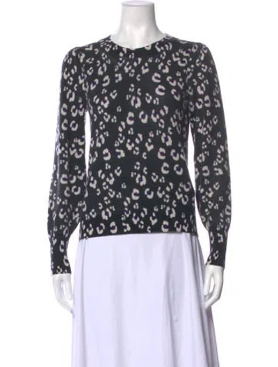 Pre-owned Rebecca Taylor Wool Animal Print Sweater In Black