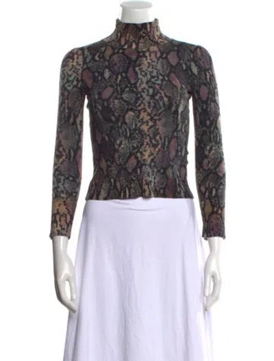 Pre-owned Rebecca Taylor Wool Animal Print Sweater In Purple