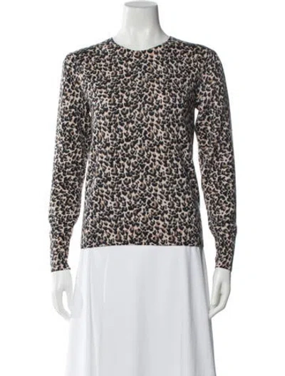 Pre-owned Rebecca Taylor Wool Animal Print Sweater In White