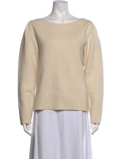 Pre-owned Rebecca Taylor Wool Bateau Neckline Sweater In White