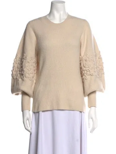 Pre-owned Rebecca Taylor Wool Crew Neck Sweater In Neutrals
