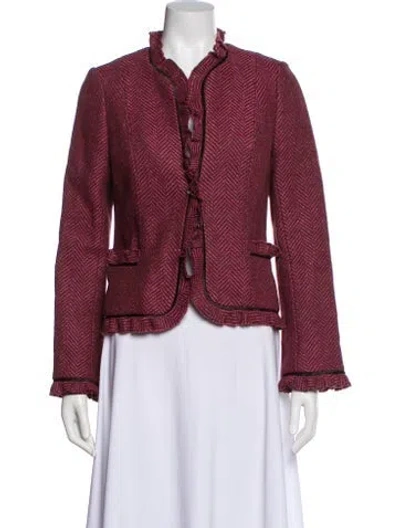Pre-owned Rebecca Taylor Wool Evening Jacket In Burgundy