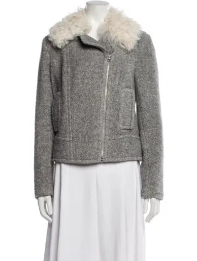 Pre-owned Rebecca Taylor Wool Faux Fur Vest In Gray