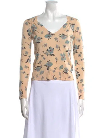 Pre-owned Rebecca Taylor Wool Floral Print Sweater In Orange