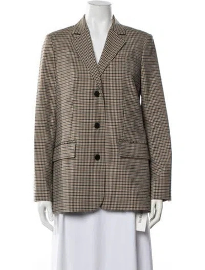 Pre-owned Rebecca Taylor Wool Houndstooth Print Blazer In Neutrals