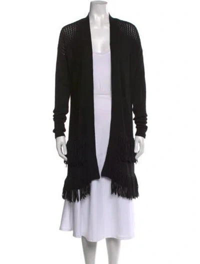 Pre-owned Rebecca Taylor Wool Open Front Sweater In Black