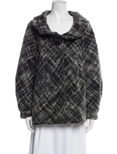 Pre-owned Rebecca Taylor Wool Printed Faux Fur Jacket In Gray