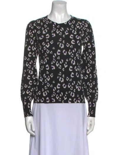 Pre-owned Rebecca Taylor Wool Printed Sweater In Black