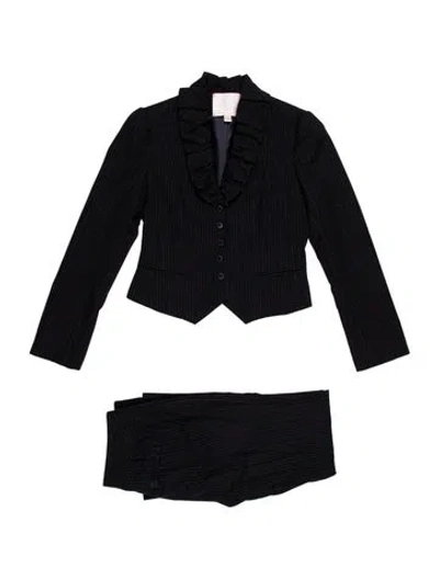 Pre-owned Rebecca Taylor Wool Ruffle Embellishment Pantsuit In Blue