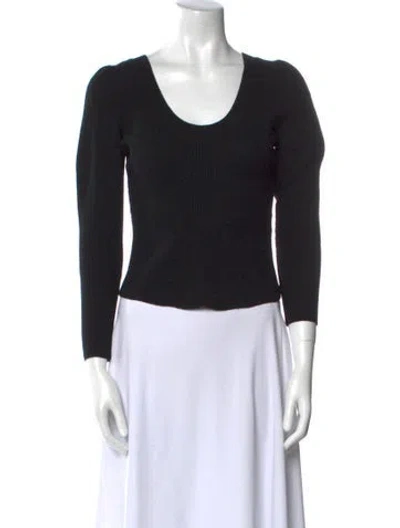 Pre-owned Rebecca Taylor Wool Scoop Neck Sweater In Black
