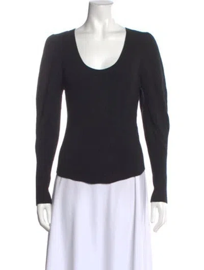 Pre-owned Rebecca Taylor Wool Scoop Neck Sweater In Black