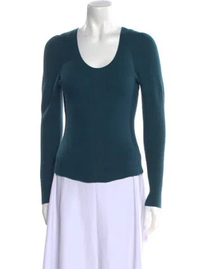 Pre-owned Rebecca Taylor Wool Scoop Neck Sweater In Blue