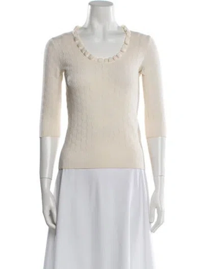 Pre-owned Rebecca Taylor Wool Scoop Neck Sweater In Neutral