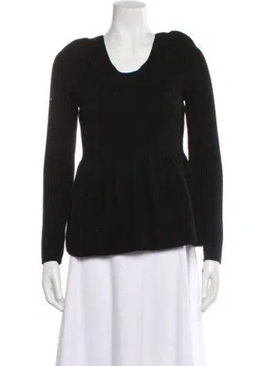 Pre-owned Rebecca Taylor Wool Scoop Neck Sweater W/ Tags In Black
