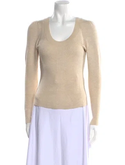 Pre-owned Rebecca Taylor Wool Scoop Neck Sweater W/ Tags In Neutral