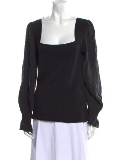 Pre-owned Rebecca Taylor Wool Square Neckline Blouse In Black