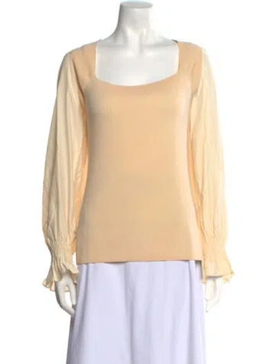 Pre-owned Rebecca Taylor Wool Square Neckline Blouse In Neutral