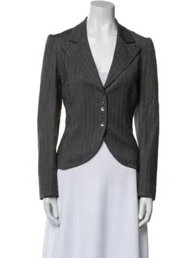 Pre-owned Rebecca Taylor Wool Striped Blazer In Gray