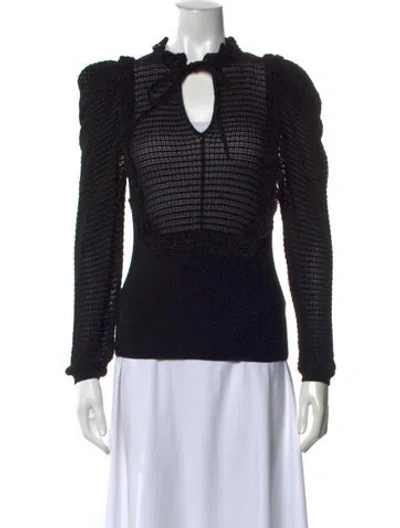 Pre-owned Rebecca Taylor Wool Tie Neck Sweater In Black