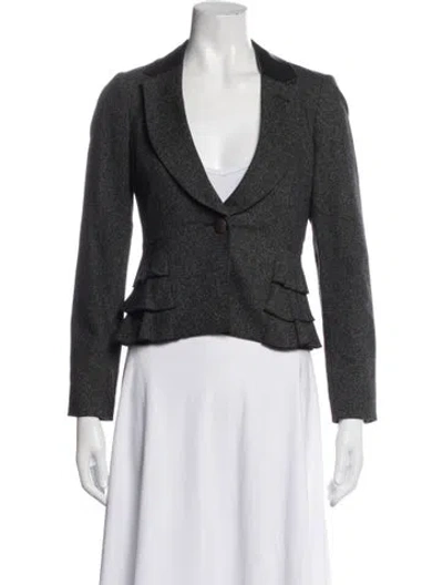 Pre-owned Rebecca Taylor Wool Tweed Pattern Blazer In Grey