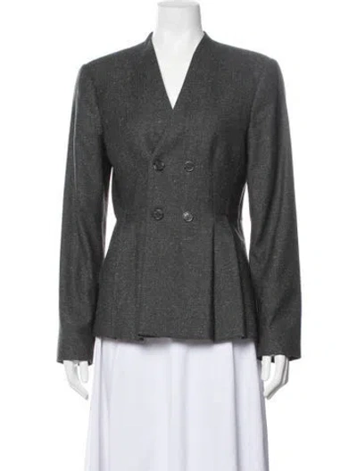Pre-owned Rebecca Taylor Wool Tweed Pattern Blazer In Grey