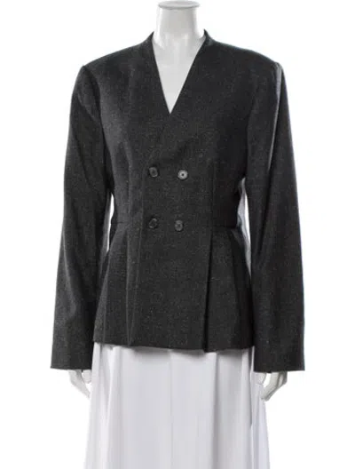 Pre-owned Rebecca Taylor Wool Tweed Pattern Blazer In Grey