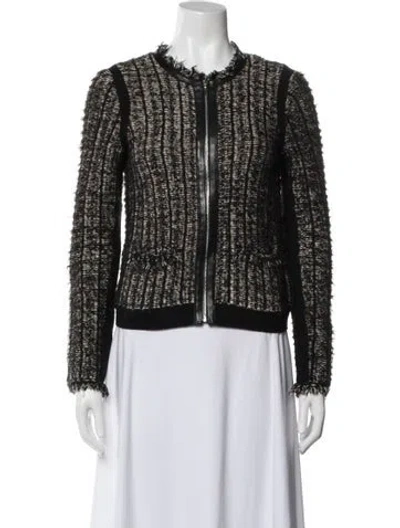 Pre-owned Rebecca Taylor Wool Tweed Pattern Evening Jacket In Black