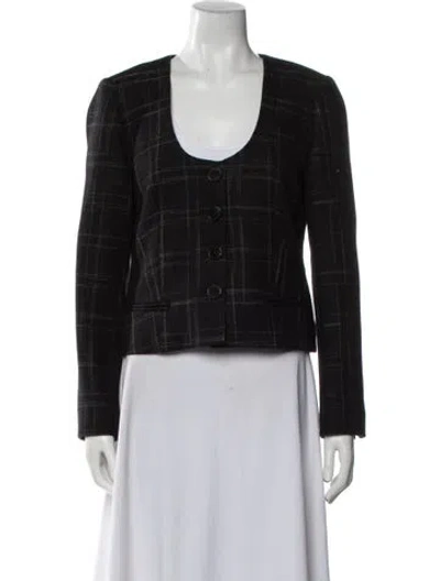 Pre-owned Rebecca Taylor Wool Tweed Pattern Evening Jacket In Black