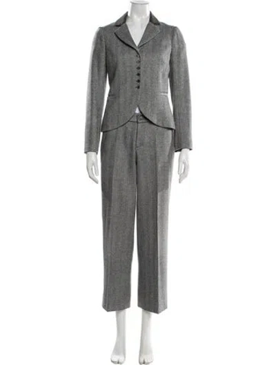 Pre-owned Rebecca Taylor Wool Tweed Pattern Pantsuit In Gray