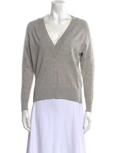 Pre-owned Rebecca Taylor Wool V-neck Sweater In Gray