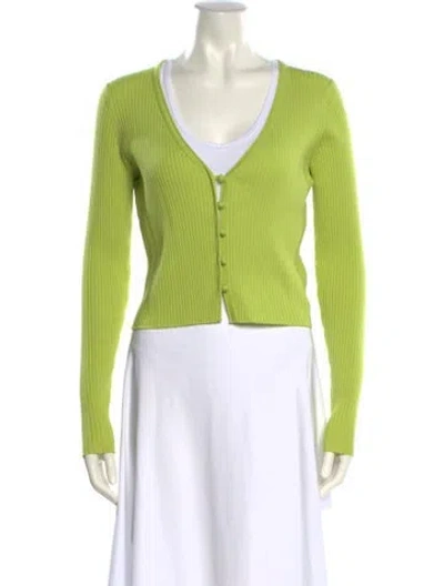 Pre-owned Rebecca Taylor Wool V-neck Sweater In Green