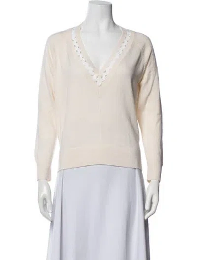 Pre-owned Rebecca Taylor Wool V-neck Sweater In Neutrals