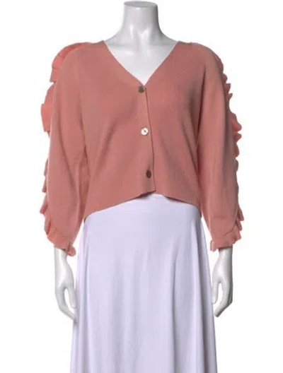 Pre-owned Rebecca Taylor Wool V-neck Sweater W/ Tags In Pink