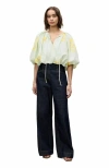Rebecca Taylor Yara Bubble Top In Sage Combo