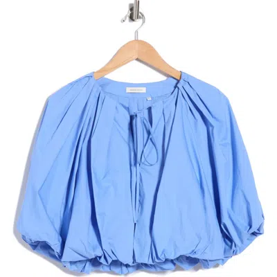 Rebecca Taylor Yara Cotton Poplin Bubble Top In Blue