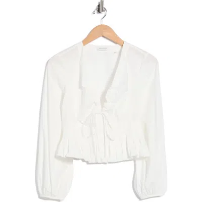 Rebecca Taylor Yara Long Sleeve Peplum Top In White