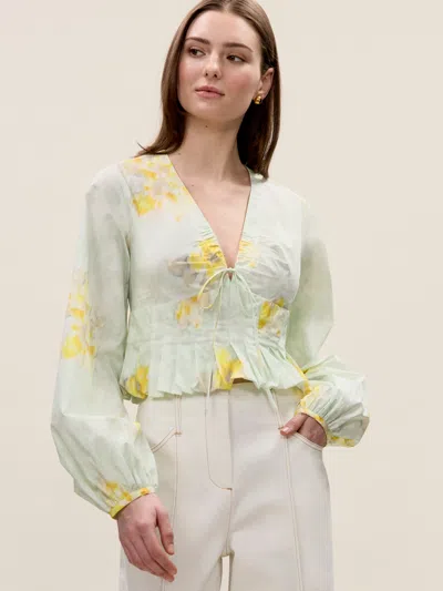 Rebecca Taylor Yara Poplin Blouse In Green