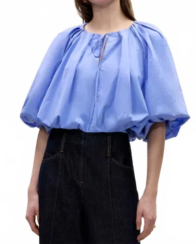 REBECCA TAYLOR YARA POPLIN BUBBLE TOP IN BLUEBELL