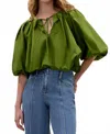 Rebecca Taylor Yara Poplin Bubble Top In Meadow In Multi