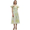 Rebecca Taylor Yara Poplin Midi Dress In Sage Combo