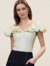 Rebecca Taylor Yara Poplin Top In Green