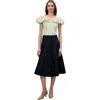 Rebecca Taylor Yara Poplin Top In Sage Combo