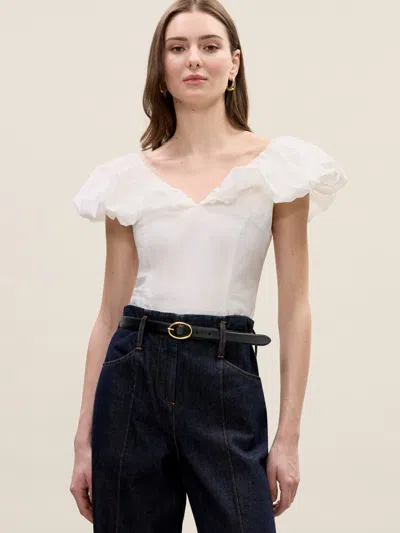 Rebecca Taylor Yara Poplin Top In White