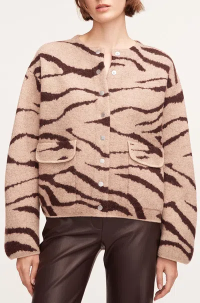 Rebecca Taylor Zebra Jacquard Cropped Jacket In Zebra Port Combo