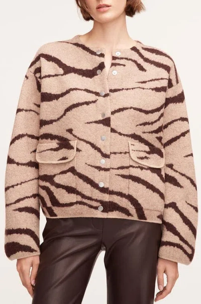 Rebecca Taylor Zebra Jacquard Cropped Jacket In Zebra Port Combo