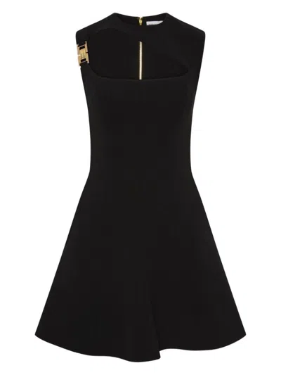 Rebecca Vallace Asymmetrical Black Dress With Gold Accents
